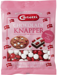Carletti Chokolade Knapper store, røde/hvide